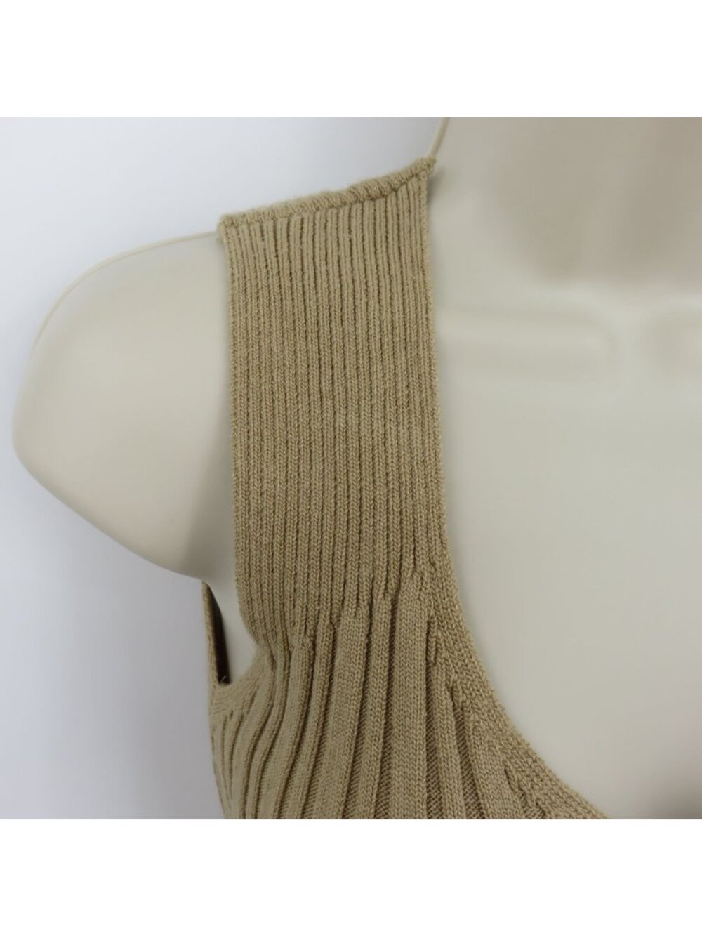 XOXO Juniors Medium M Tan Brown V Neck Ribbed Stretch Tank Top Sweater Y2K 2000s - Picture 2 of 9